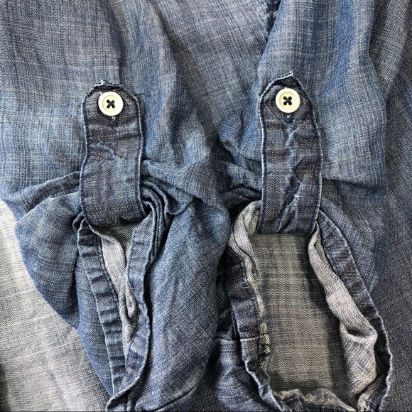 Peck & Peck Chambray Lyocell Open Front Roll Tab Sleeves Blazer Large - Picture 9 of 9